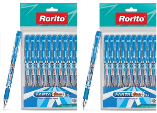 Image of Rorito Fantaglide Ball Pen - Blue | Smooth Writing, Comfortable Grip & Long Ink Life | Ideal for School, College & Office Use | Pack of 20 Pens