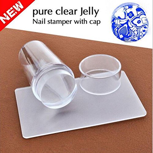 Voberry Clear Jelly Nail Art Stamping Stamper Scraper Kit DIY Polish Print Template Manicure Tools (Clear)