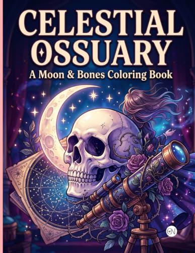 Celestial Ossuary: A Moon & Bones Coloring Book: Aesthetic Zodiac Skulls, Moon Phase Magic, and Starry Skeleton Art | Intricate Line Art Journal for ... Adults (Dark Curiosities Coloring Collection) image 2