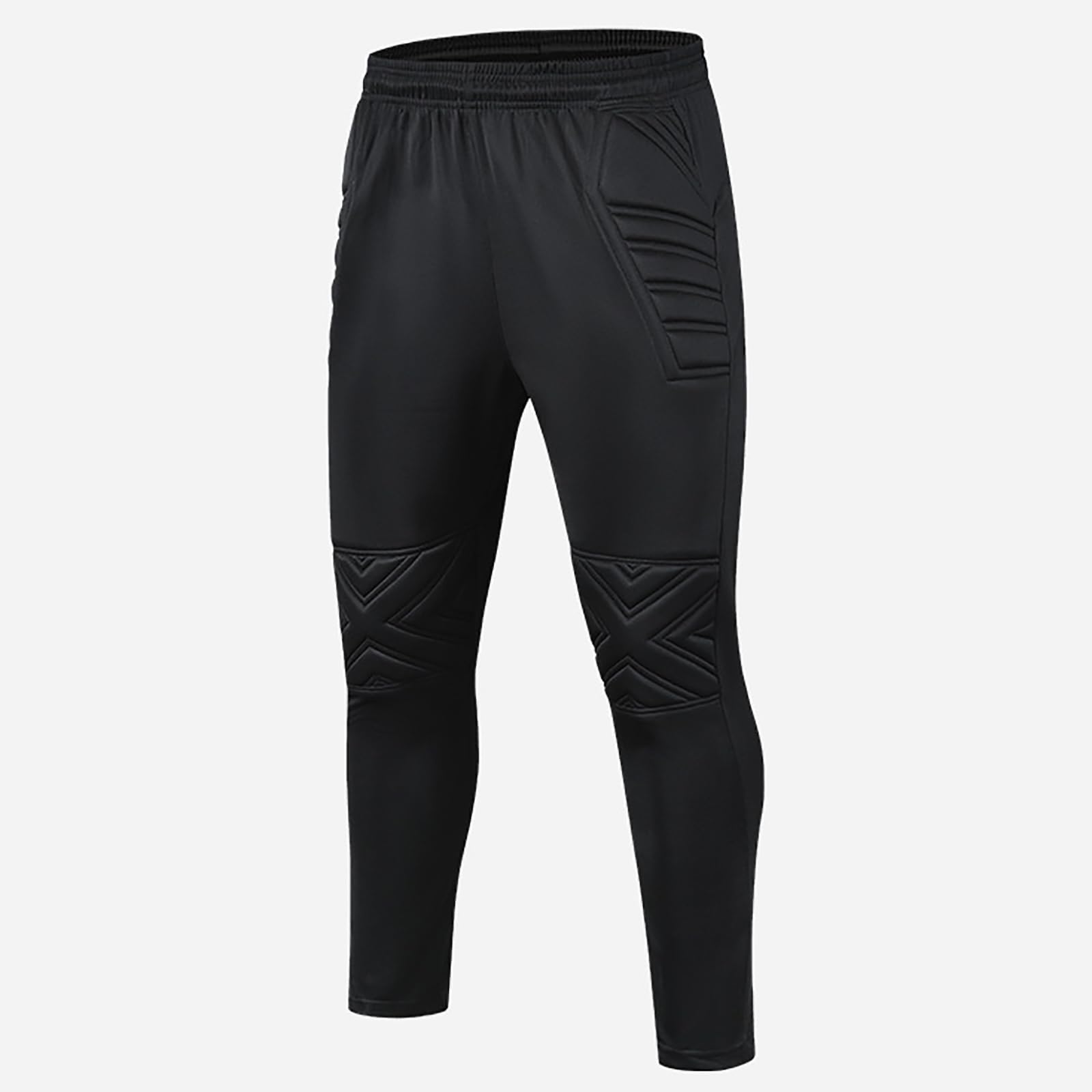 Completo da portiere da uomo con maglia e pantaloni, divisa da calcio imbottita, Nero , XL