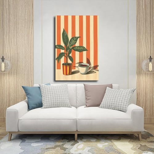 Toile rétro café rayée le cadeau déco chambre idéal - 5