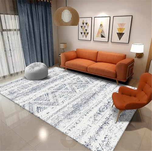 Tapis doux gris 200x250cm lavable style moderne géométrique - 2