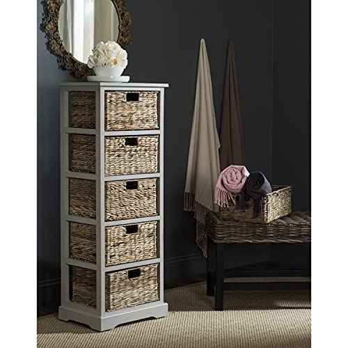 SAFAVIEH Home Collection Vedette Vintage Grey 5-Drawer Wicker Basket Storage Tower (Fully Assembled) SAFAVIEH Home Collection Vedette Vintage Grey 5-Drawer Wicker Basket Storage Tower (Fully Assembled)