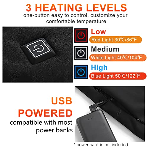 Heated Thermal Tops for Men Women Electric Heating Thermal Shirt Long Sleeves Underwear Fleece Lined for Cold Weather (Men, Black, L)3