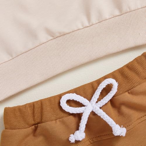 Geagodelia Baby Jungen 1. Geburtstag Outfit Babykleidung Set Sweatshirt Langarmshirt + Hose Erster Geburtstag Kleidung Neugeborene Weiche Babyset 1 Jahr Deko (Beige & Braun - Bär, 12-18 Monate)