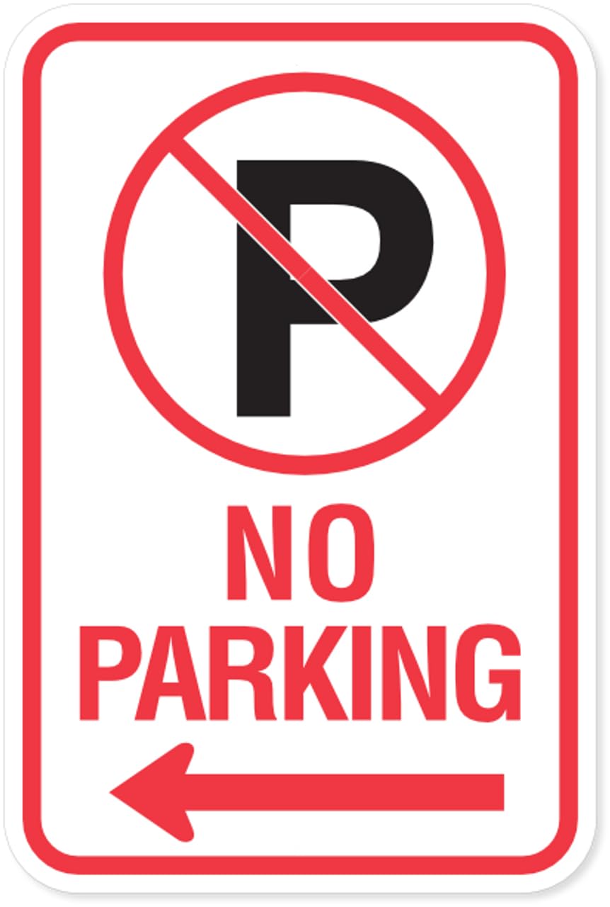 Tin sign vintage No Parking Symbol - Left Arrow Parking Plaque Poster for Bar Pub Beer Home Garage Man Cave Wall Decor 12x8 Inch
