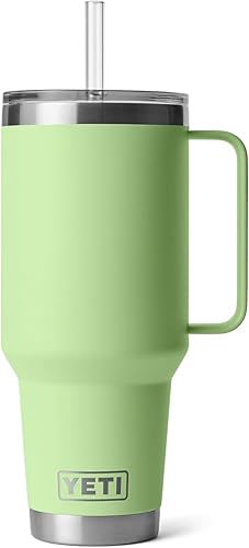 Miniatura 377 de YETI Rambler - Vaso de viaje con asa y tapa con popote, 35 onzas, vaso de agua de viaje, con asa, acero inoxidable, color blanco