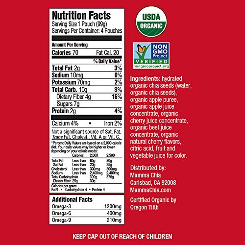 Mamma Chia Squeeze (Cherry Beet) Organic Vitality Pouches, 16 Count, Healthy Snacks, 200Mg Omega-3, 3.5Oz (Pack Of 16) & Organic Vitality Squeeze Snack, Blackberry Bliss, 8 Count (Pack Of 2) #TOP3