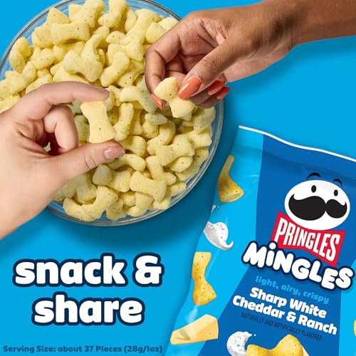 Pringles Mingles Puffed Snacks, Sharp White Cheddar and Ranch, Cheese Puffs, Salty Snacks (6 Bags)