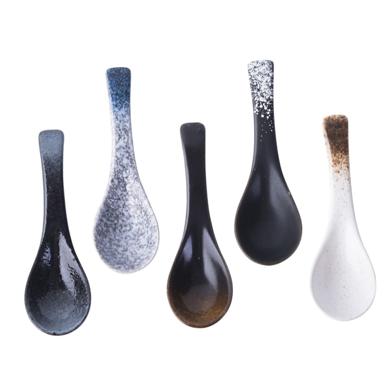 FUNOMOCYA 5pcs Soup Spoon Ceramic Spoon Asian Soup Spoon Multipurpose Spoons Porcelain Spoon Home Soup Spoons Taster Ramen Spoons Vintage Spoons Rice Spoon Ramen Noodles Asian Ramen Ceramics