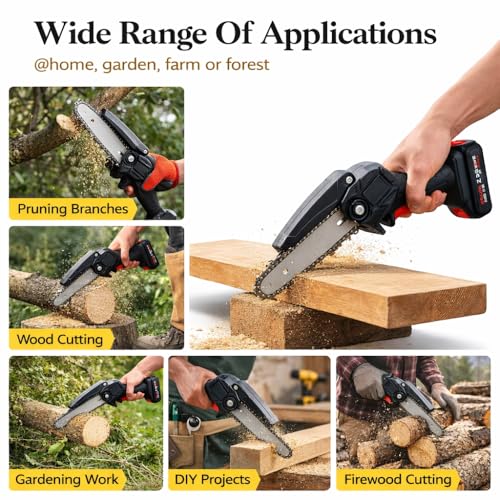 Image of Lapras 𝟏𝟓-𝐘𝐞𝐚𝐫 𝐋𝐨𝐧𝐠-𝐋𝐢𝐟𝐞 𝐖𝐚𝐫𝐫𝐚𝐧𝐭𝐲 Mini Electric Chainsaw, Cordless Chainsaw with Dual Battery, Portable Wood Cutting Machine, Handheld Power Saw for Gardening Tree Cutting