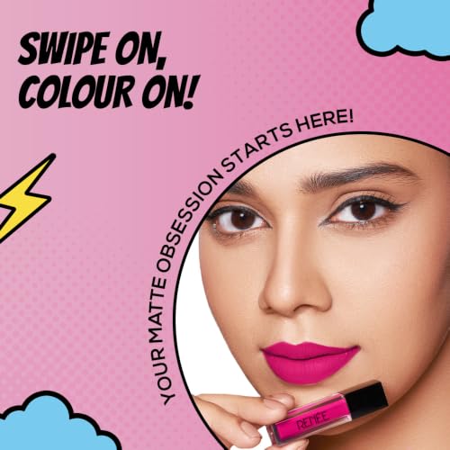 Image of RENEE Everyday Quick Stay Liquid Lipstick - Fuchsia Flash, Matte Long Wear Lip Colour for Women, Lightweight Hydrating Non Drying Formula with Jojoba Oil and Vitamin E, Rich Colour Payoff, 1 ml