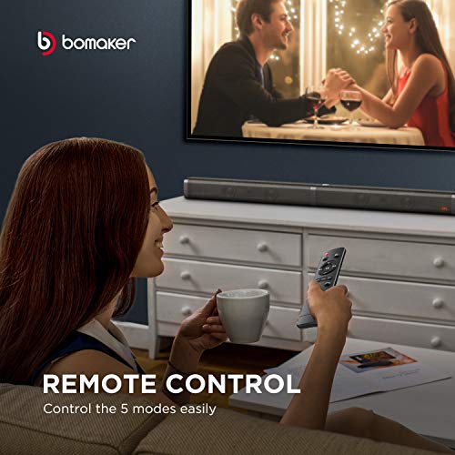 Sound Bar with Subwoofer, Ultra Slim 2.1 CH TV Soundbar, Bomaker 100W, 31 inch Bluetooth 5.0 Speaker, 5 EQ Modes, Works with 4K