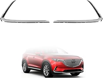 Front Bumper Trim Set Chrome Compatible with 2016-2022 Mazda CX-9 TK5050130A, TK5050120A Left Driver & Right Passenger Side