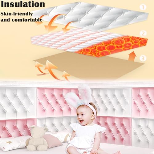 Acolchado de pared 3D para dormitorio, 6 paneles de cojín autoadhesivos de 30x60 cm 7