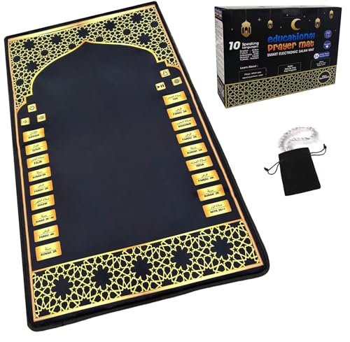 Electronic-Prayer-Mat-Smart-Interactive-Prayer-Rug-for-Adults-and-Kids-Ideal-Gift-for-New-Converts-and-Those-Learning-or-Perfecting-Their-Prayer-Comes-with-Islamic-Prayer-Beads-Black
