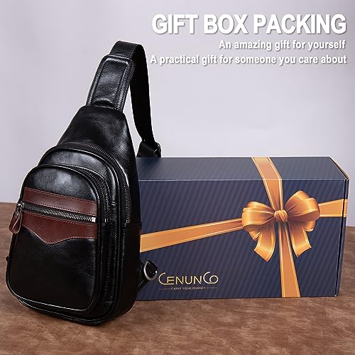 Genuine Leather Sling Bag for Men and Women Crossbody Shoulder Bag Sling Backpack Chest Purse Carry on Casual Daypack2