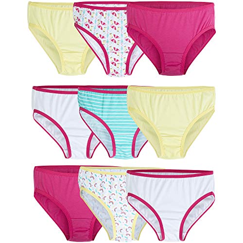 Gildan Girl s Cotton Bikini Underwear, 9-Pack, Rainbows Umbrellas Assorted, 10
