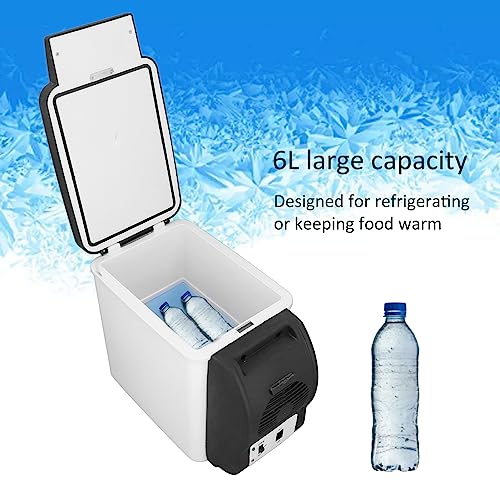 Image of Car Refrigerator, 12V Mini Fridge Electric Cooler and Warmer for Car, 6 Liter Capacity, Portable Car Freezer Car Fridge Small Fridge for Car, RV, and Camping Use