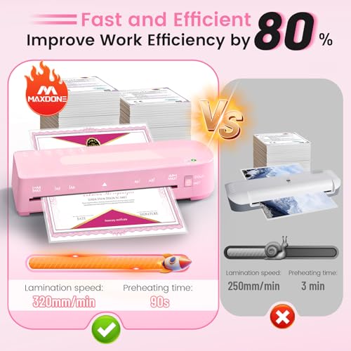 image for MAXDONE Laminator Machine with 20 Laminating Sheets, A4 Laminators Hot