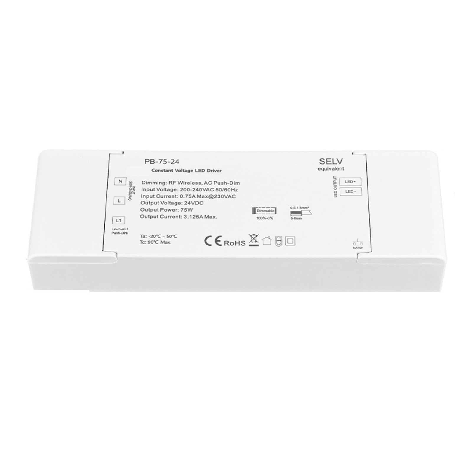 Driver LED 40 W, 75 W, 150 W, alimentation à gradation push-pull DC12/24 V(24V 75W)
