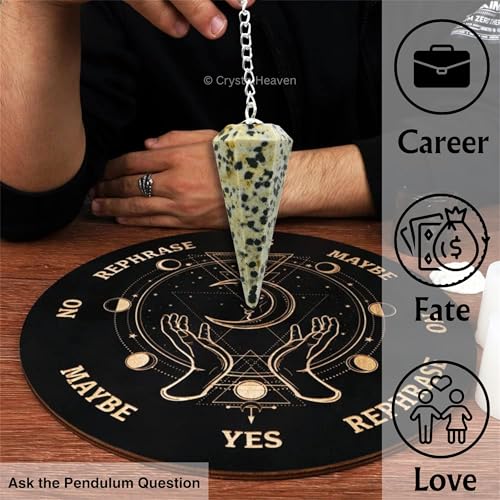 Image of Dalmatian Jasper Pendulum Dowsing Tool - Natural Crystal Pendulum for Spiritual Guidance - Premium Dowser Pendulum for Accurate Divination and Energy Healing - Perfect for Energy Healing and Chakra Balancing - Handcrafted with Precision and Elegance