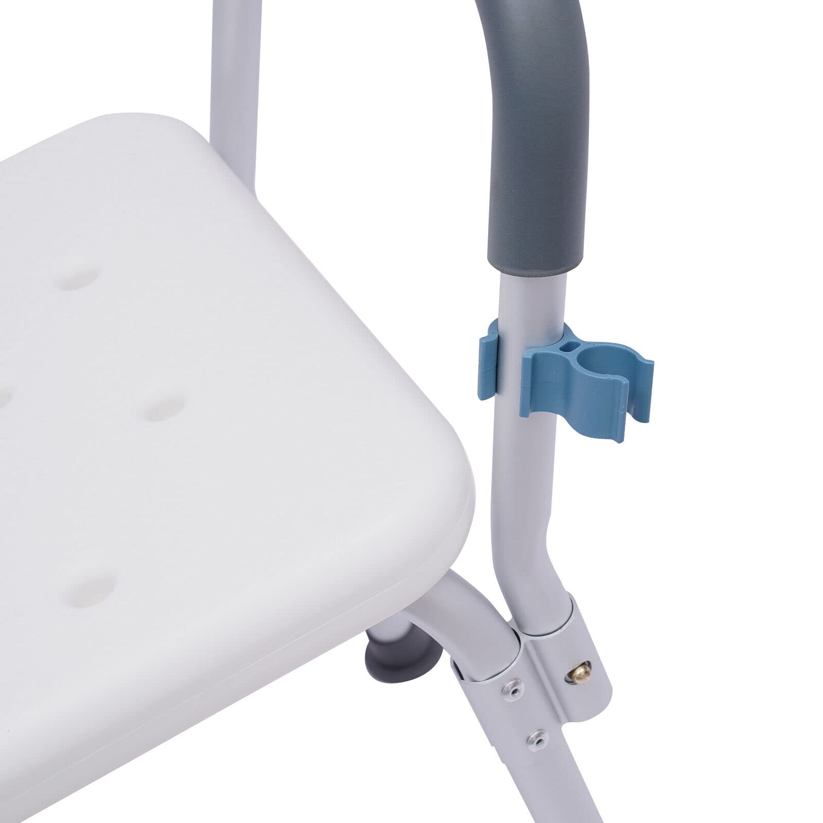 Taburete de Baño/Silla de Ducha para Personas Mayores, Altura Ajustable 37-49cm, Antideslizante, Reposabrazos, Asiento Adulto HDPE, Banco Baño Seguro, 150kg, Banqueta Ducha Ancianos y Discapacitados