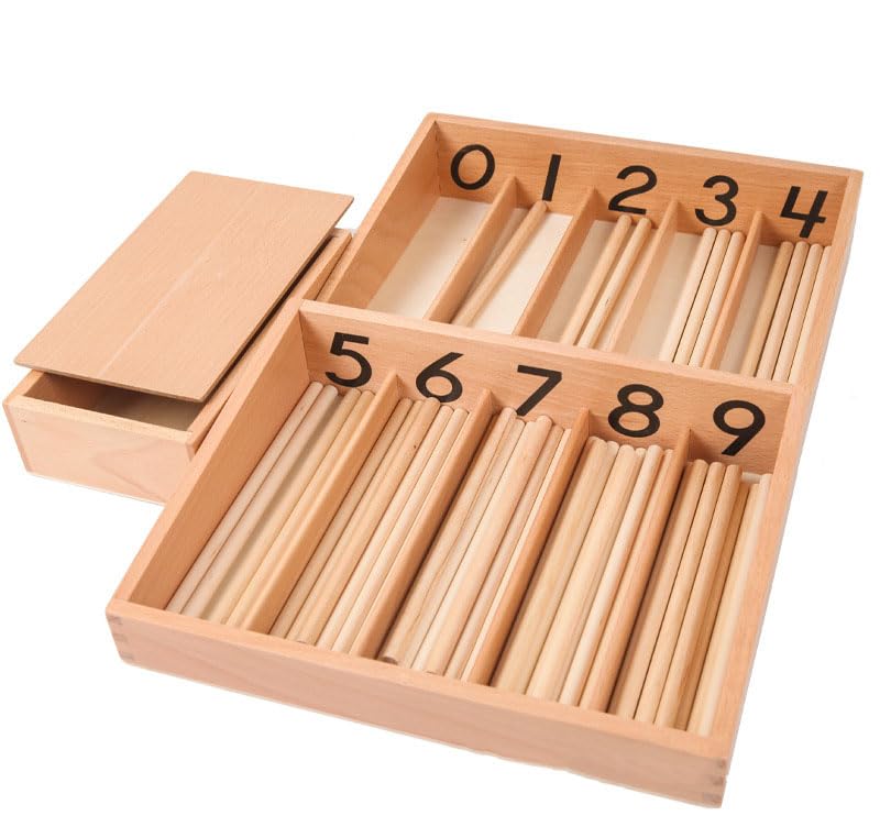 sszxmy Caja de Spindles Montessori, Juguetes de Matemáticas de Madera para Contar, Juego Educativo de Aprendizaje de Números para Niños,Model b