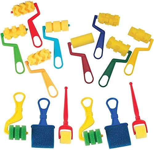 Creativity Street Foam Rollers & Brush Classroom Pack, Assorted Colors & Sizes, 14/Pack (PACAC9852)