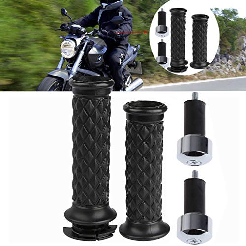 7/8 Inch Motorcycle Universal Rubber Black/Brown Handlebar Hand Grip Bar End For Cafe Racer Bobber Clubman Custom (Grip Bar End Black) #TOP4