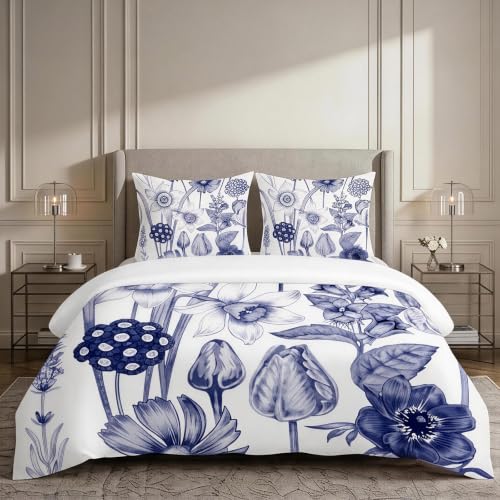 Housse de couette 200 x 220 cm avec motifs fleurs 3D et ses 2 taies d'oreiller