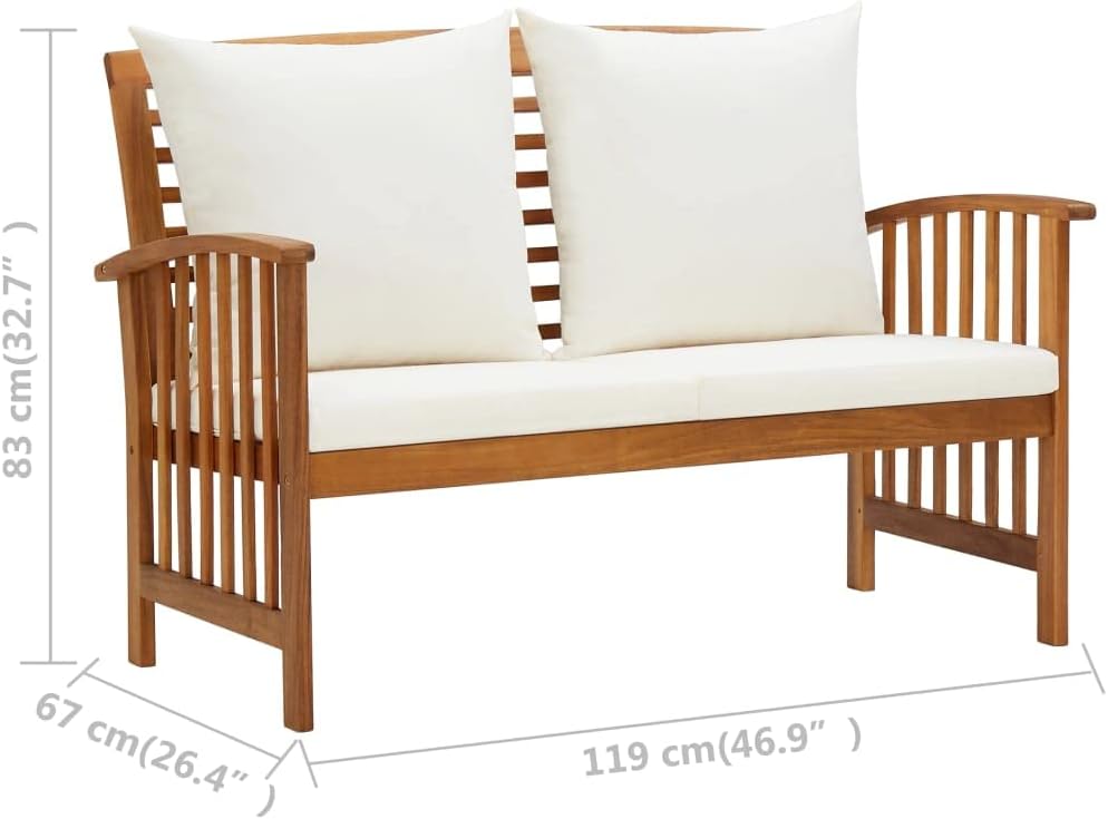 Garden Bench Cream White, Natural Wood,Rustic Garden Bench Stylish & Comfortable Outdoor Seating for and Patio Patio Furniture