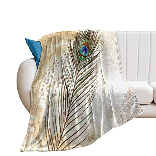 Couverture de voyage paon 101x127 cm chic et légère réversible