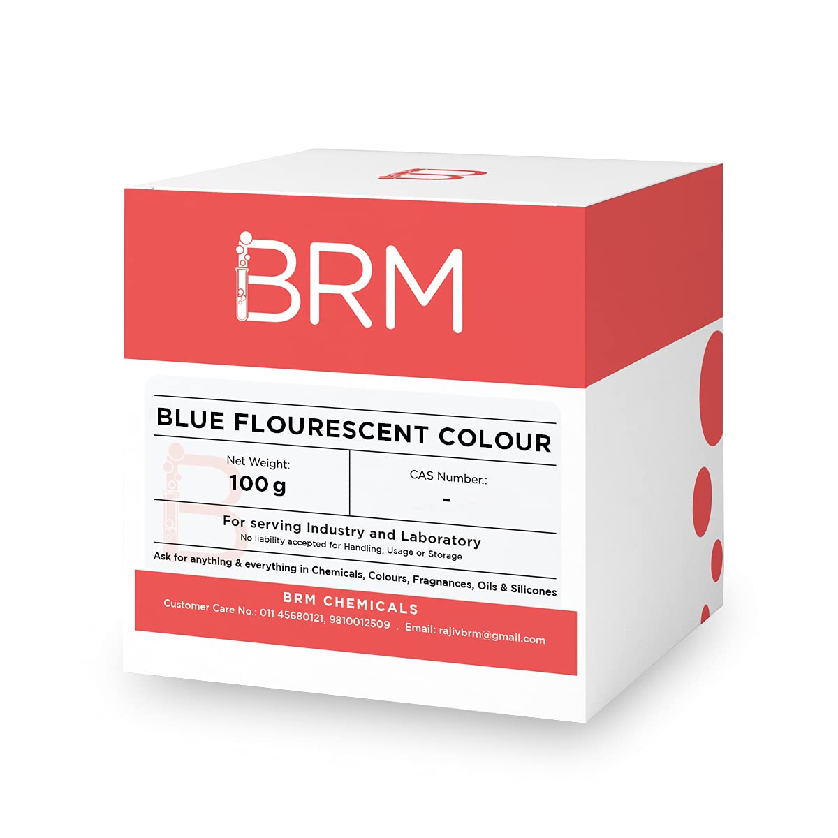 BRM Chemicals Blue Fluorescent Colour – 100 Grams Dispersible in Oil & Water – for Soap Making, Candle Making, Shampoo Making, Lotions, Make Up, Cosmetics & DIY Personal Care BRM Chemicals Blue Fluorescent Colour – 100 Grams Dispersible in Oil & Water – for Soap Making, Candle Making, Shampoo Making, Lotions, Make Up, Cosmetics & DIY Personal Care