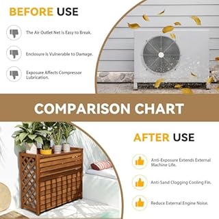 Copertura Condizionatore Esterno In Legno Massello Da Copri Per Piante Grande Supporto Fiori Unità Di Condizionamento(M)