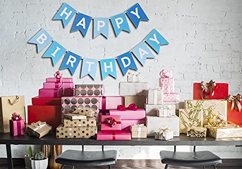 Image of Happy Birthday Gradient Blue Banner Decoration Party Supplies