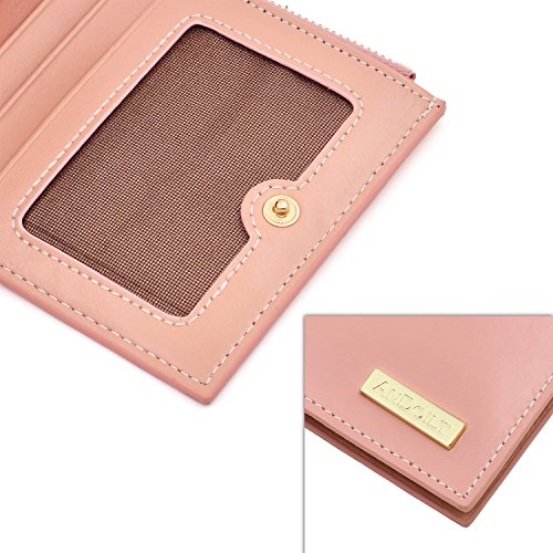 Image of ANDOILT Women's Genuine Leather Wallet RFID Blocking Credit Card Holder Zipper Purse Cell Phone Handbag