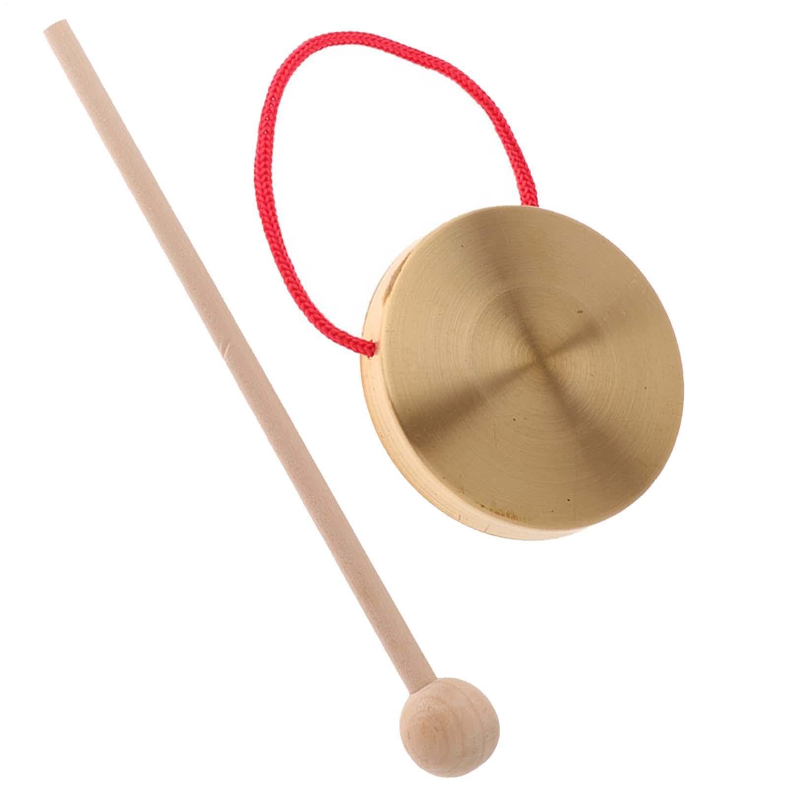 Mini gong en cuivre – Instrument de percussion Ořff de 120 mm | Petit gong de méditation avec maillet en bois | Carillon de sonore portable pour le yoga de tambour | Maillet de 16 cm