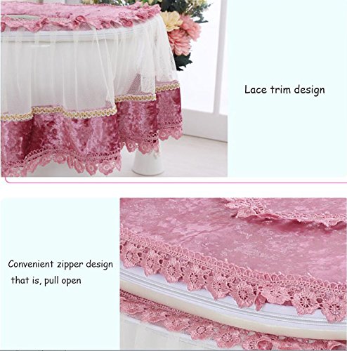 ZFF WC-Matten Anti-Rutsch-Matten Vier Jahreszeiten Lace Cloth WC-Zipfeltoilette Dreiteiliges WC-Sitzkissen Kissen WC-Sitzabdeckung Kreisabdeckung (Color : C) – Bild 4