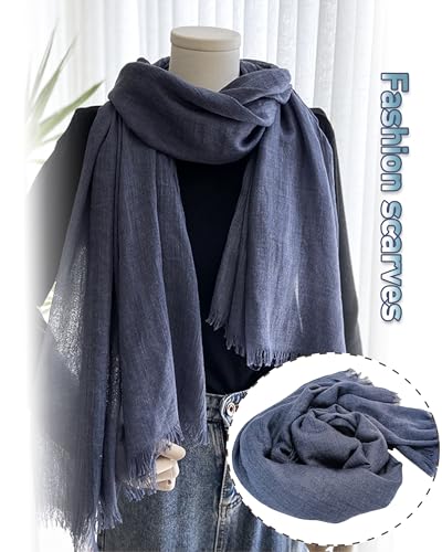 Gauze Summer Scarf Women Men Lightweight Soft Large Long 75x40 Beach Headscarf Shawls Wrap Fringed for Travel Party3