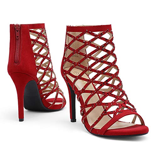 DREAM PAIRS Women's Rhinestone Ankle Strap Open Toe Stiletto Heel Sandals pump Shoes4