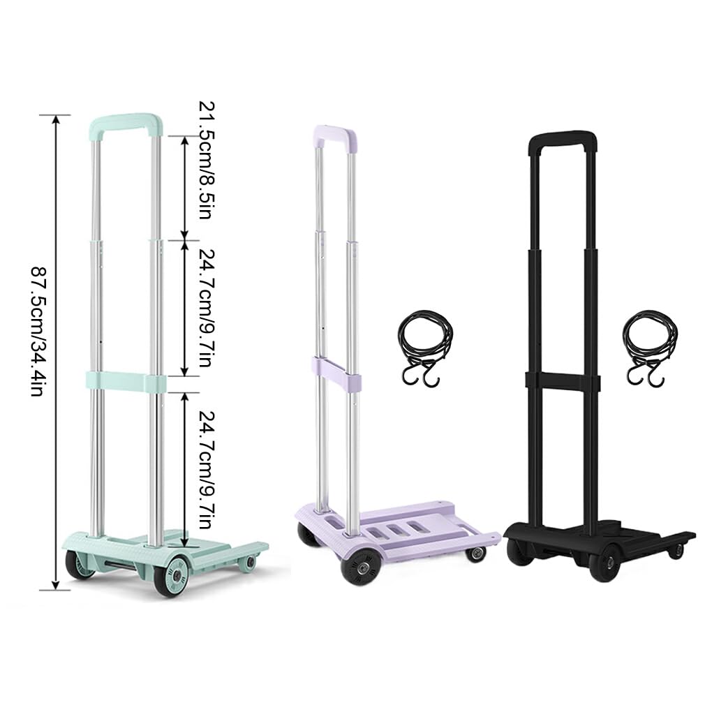 Składany wózek na zakupy z cichymi kółkami - lekki przenośny wózek do przechowywania ze stopu aluminium do domowego sklepu spożywczego i podróży - kompaktowy i łatwy do złożenia