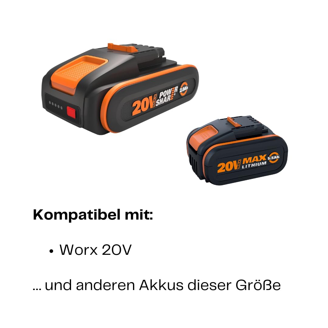 molemo Metalowy uchwyt do akumulatora Worx 20 V, uchwyt ścienny, 3 akumulatory