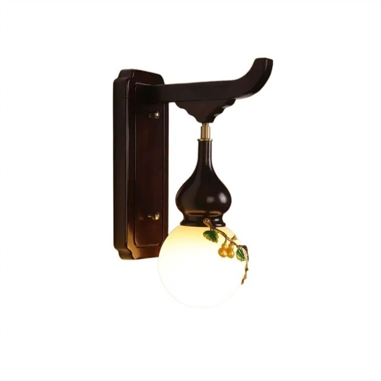 H8Q4D7N5G9 Wall Sconce Creative Gourd Shaped Decorative Wall Lamp Bedroom Living Room TV Background Wooden Base
