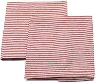 LinenMe Set of 2 Tea Towels Beige Striped Linen Cotton Jazz, 47 x 70 cm