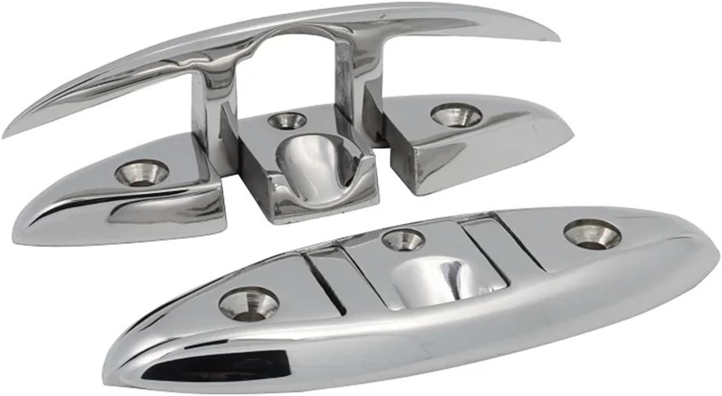 2PCS Stainless Steel 316 Flush Boat Cleats 5 inch 6 inch Yacht Sailboat Ships Floating Dock Cleat for Boat Accessories