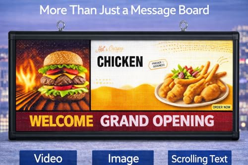 Image of P6 Outdoor Full-Color LED Scrolling Sign, 40″ x 18″Programmable Digital Display Board with WiFi & USB Control, Waterproof LED Sign for Business Advertising