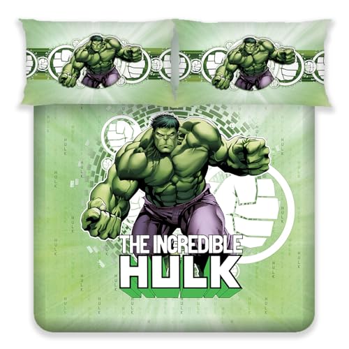 Image of Sassoon Marvel Hulk (Green) Digital Printed 100% Cotton Bedsheet with 2 Pillow Covers in 300TC