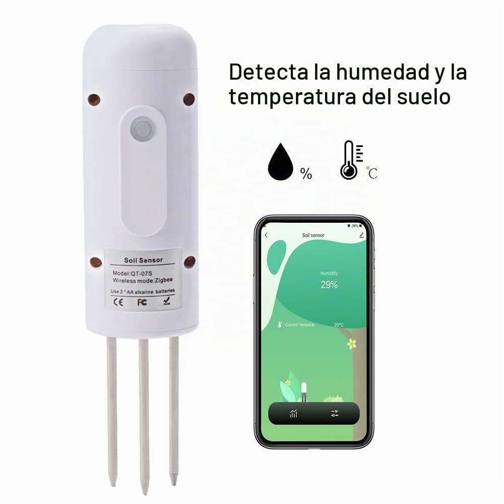 Tuya Zigbee - Probador de humedad de suelo inalámbrico, medidor de humedad de temperatura y humedad, monitor de plantas, detector impermeable IP67 para plantación de jardín