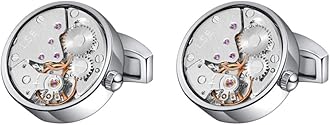 Mr.Van Men's Cufflinks - Watch Movement Design, Brass Cuff Links for Men Steampunk Gear Design - Gift Box Included
